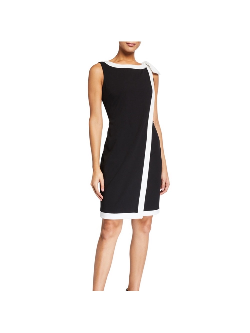 Karl Lagerfeld Black Sheath Dress with White Trim